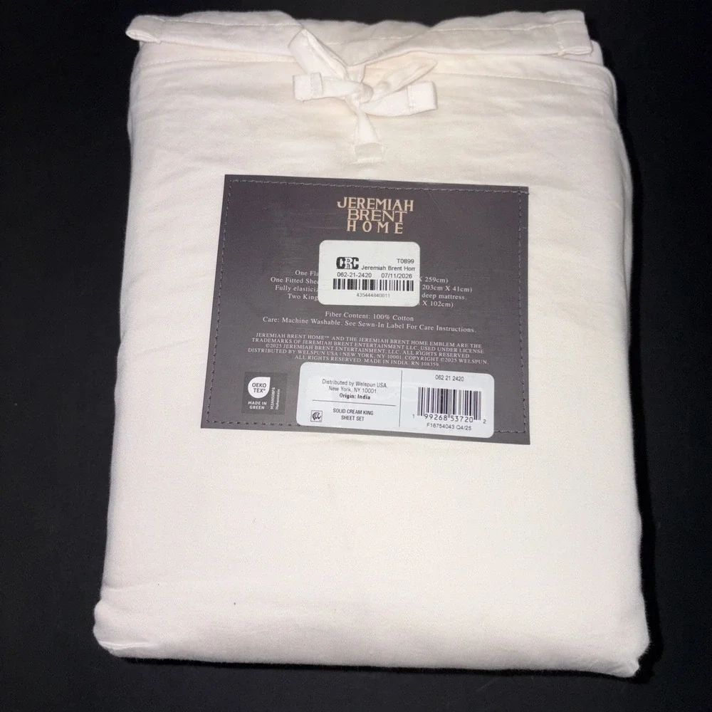 Jeremiah Brent Home Cotton Sateen Weave  4 Piece Sheet Set Size King 20730